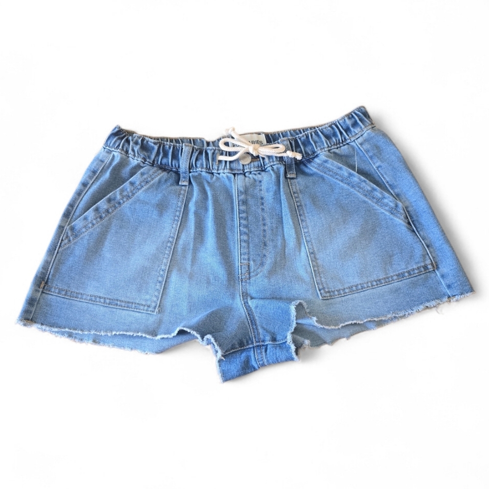 No Boundaries- X 2- Denim Drawstring Women's Shorts - Light Blue